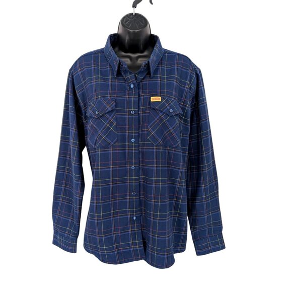 Dixxon Flannel Pearl Snap Shirt Women Size XL Windopane Plaid Workwear Skate 90s - Picture 1 of 10